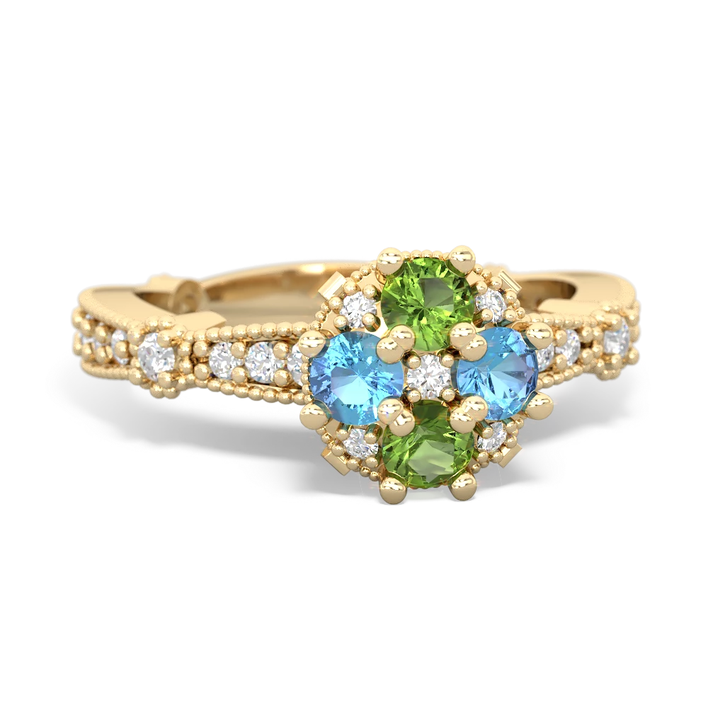 Peridot Sparkling Tiara Cluster 14K Yellow Gold ring R26293RD