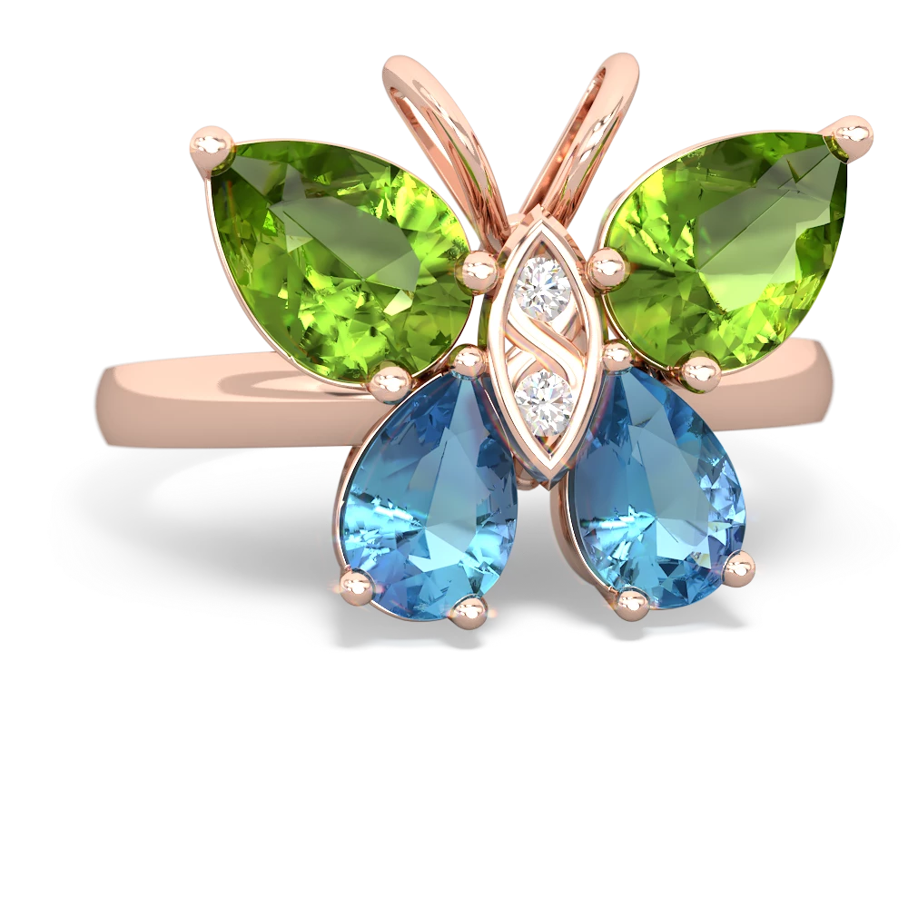 Peridot Butterfly 14K Rose Gold ring R2215