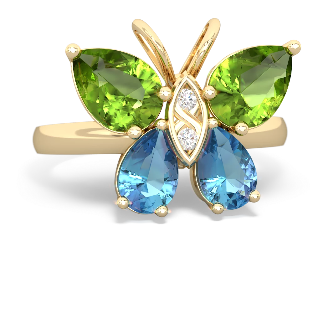 Peridot Butterfly 14K Yellow Gold ring R2215