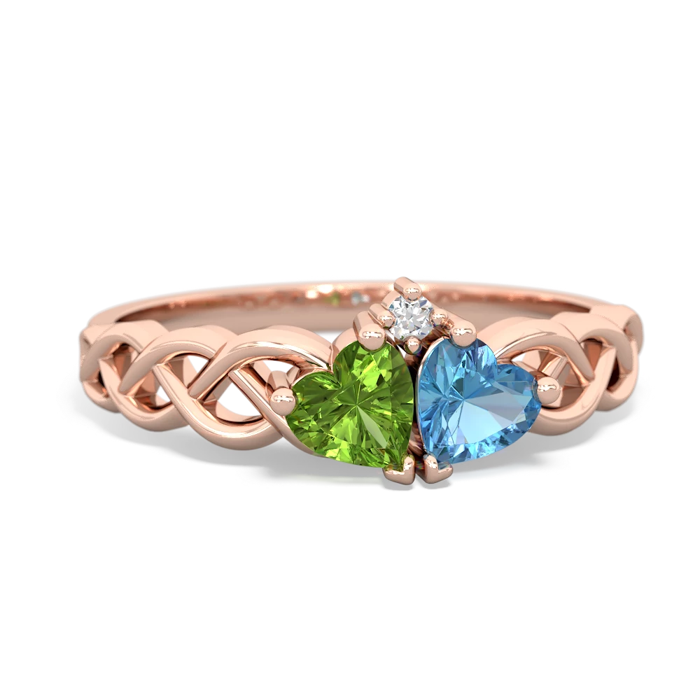 Peridot Heart To Heart Braid 14K Rose Gold ring R5870