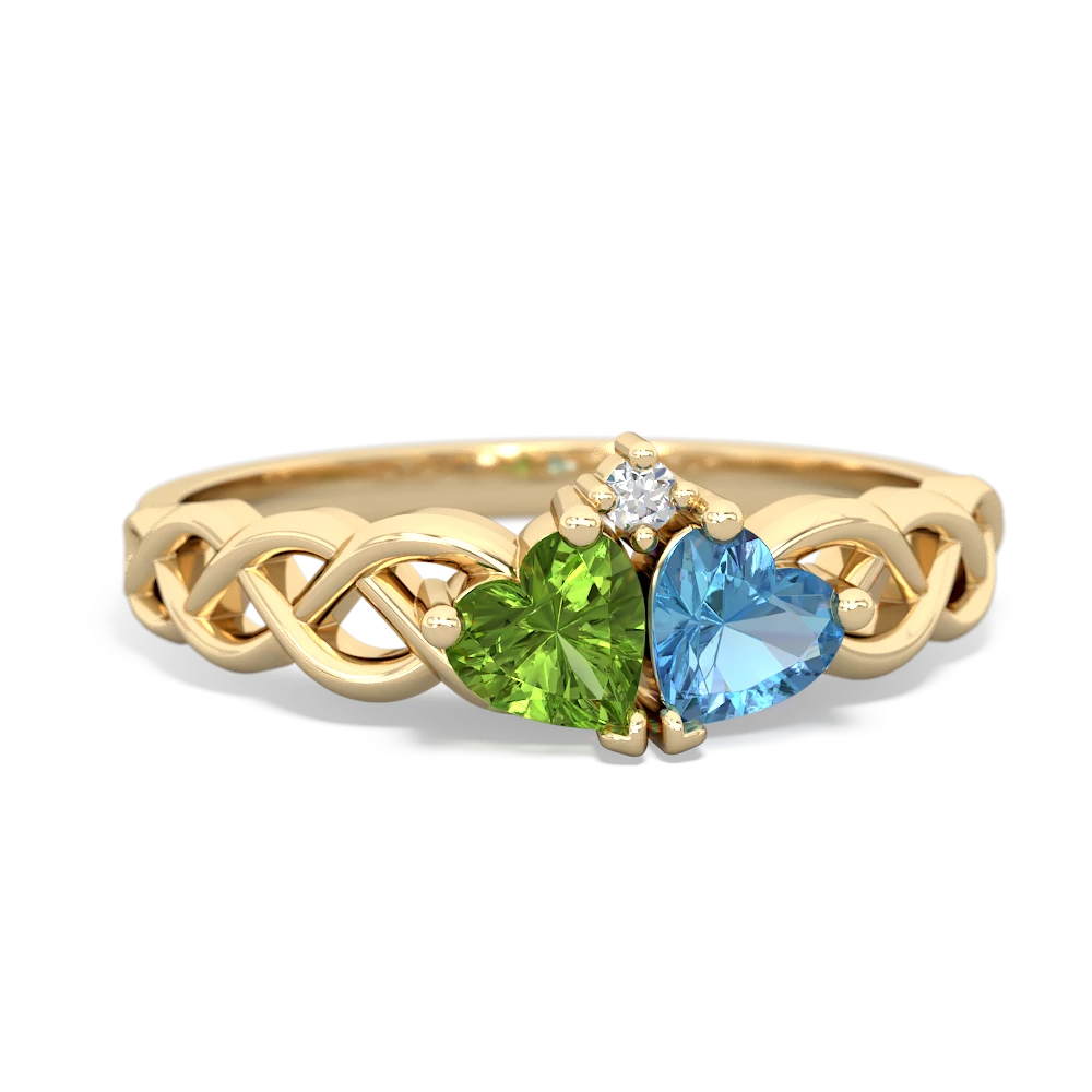 Peridot Heart To Heart Braid 14K Yellow Gold ring R5870