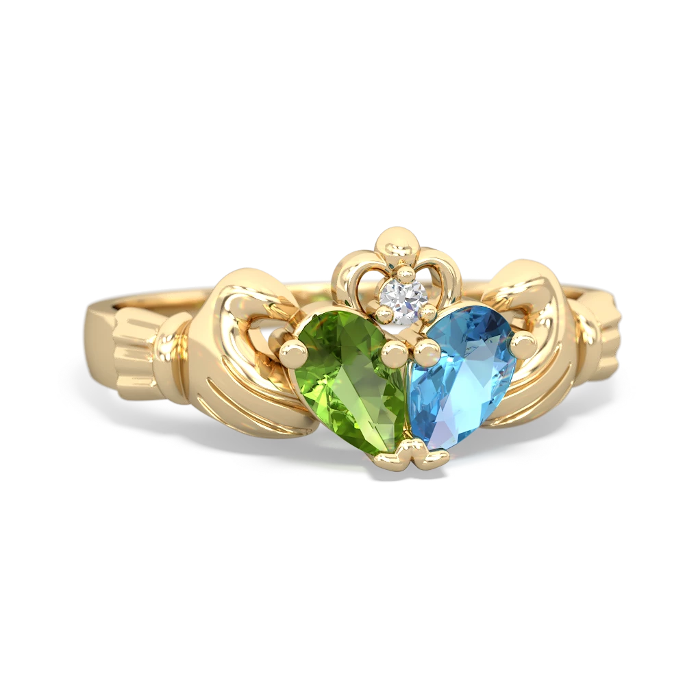 Peridot 'Our Heart' Claddagh 14K Yellow Gold ring R2388