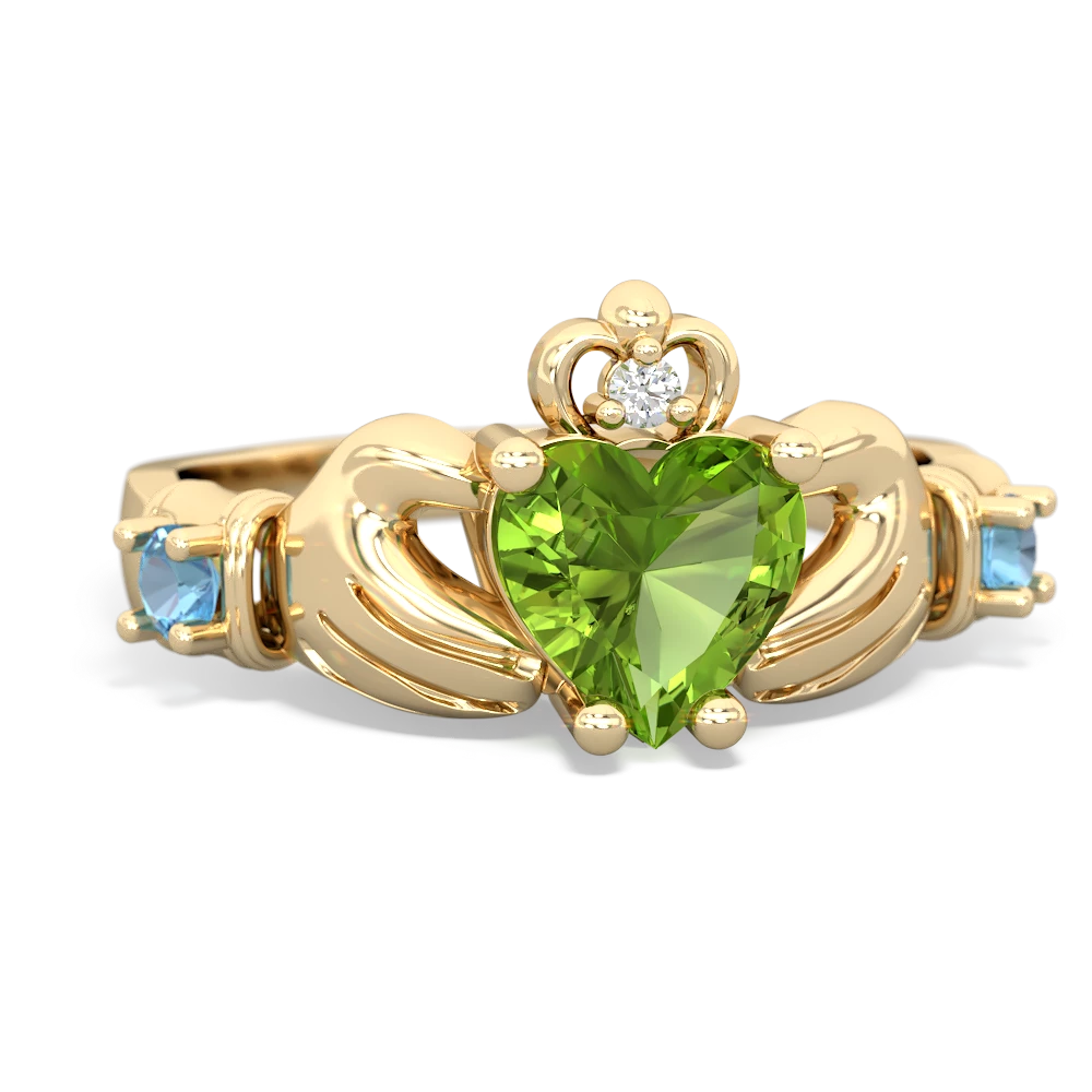 Peridot Claddagh Keepsake 14K Yellow Gold ring R5245