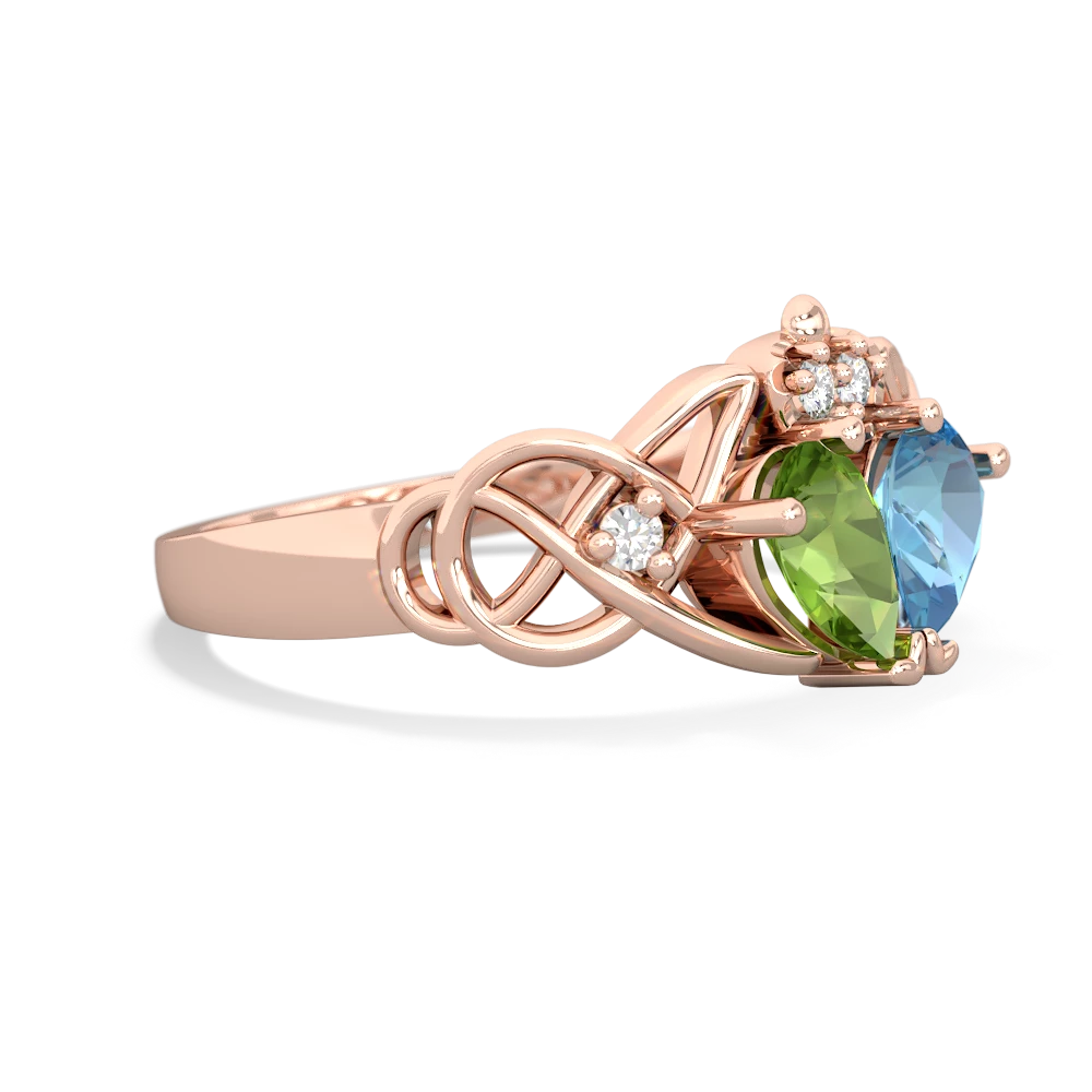 Peridot 'One Heart' Celtic Knot Claddagh 14K Rose Gold ring R5322