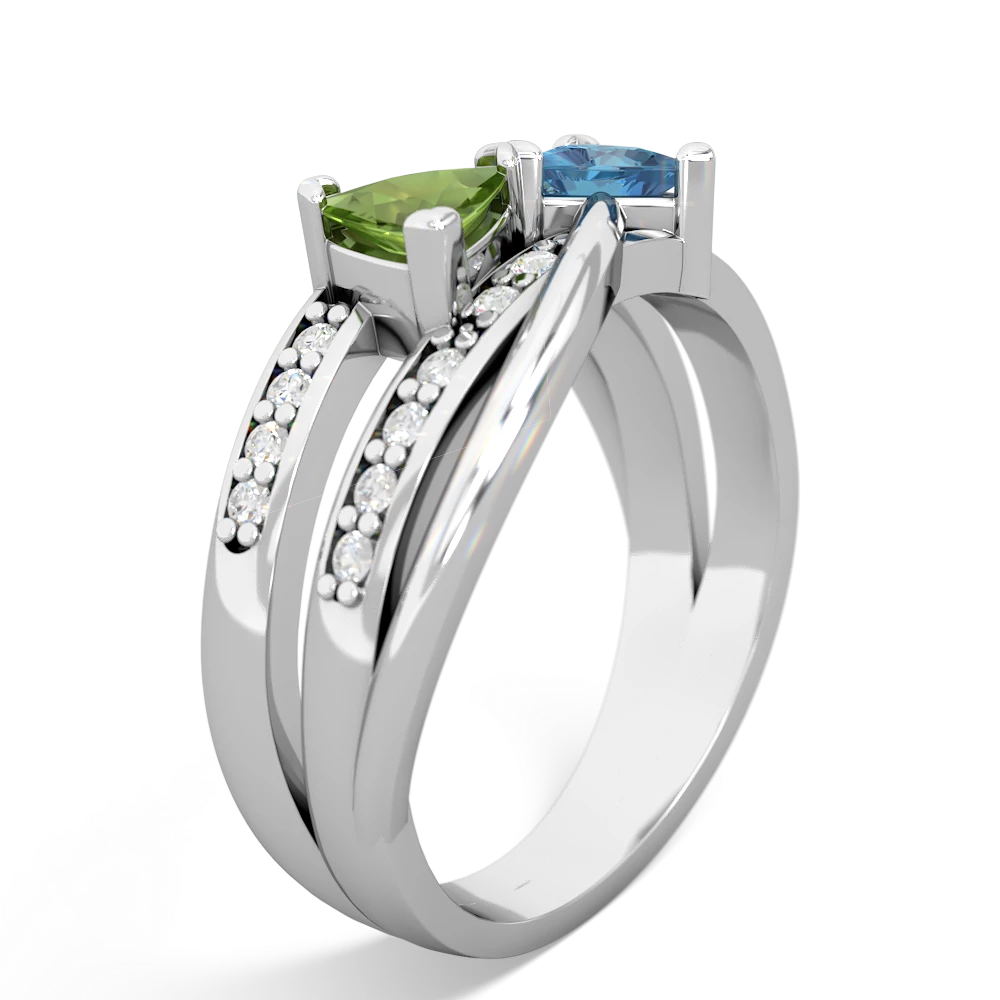 Peridot Bowtie 14K White Gold ring R2360