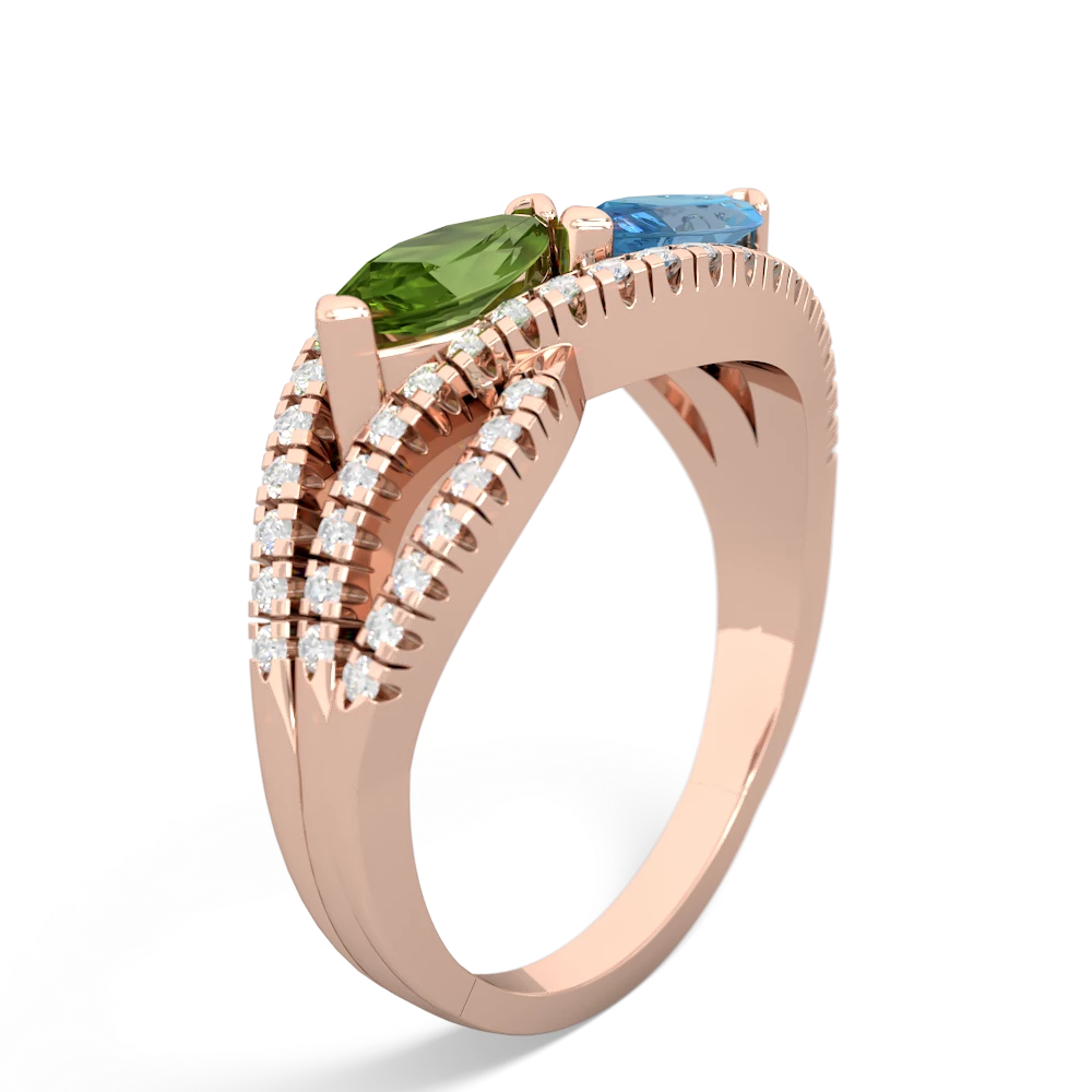 Peridot Diamond Rivers 14K Rose Gold ring R3070