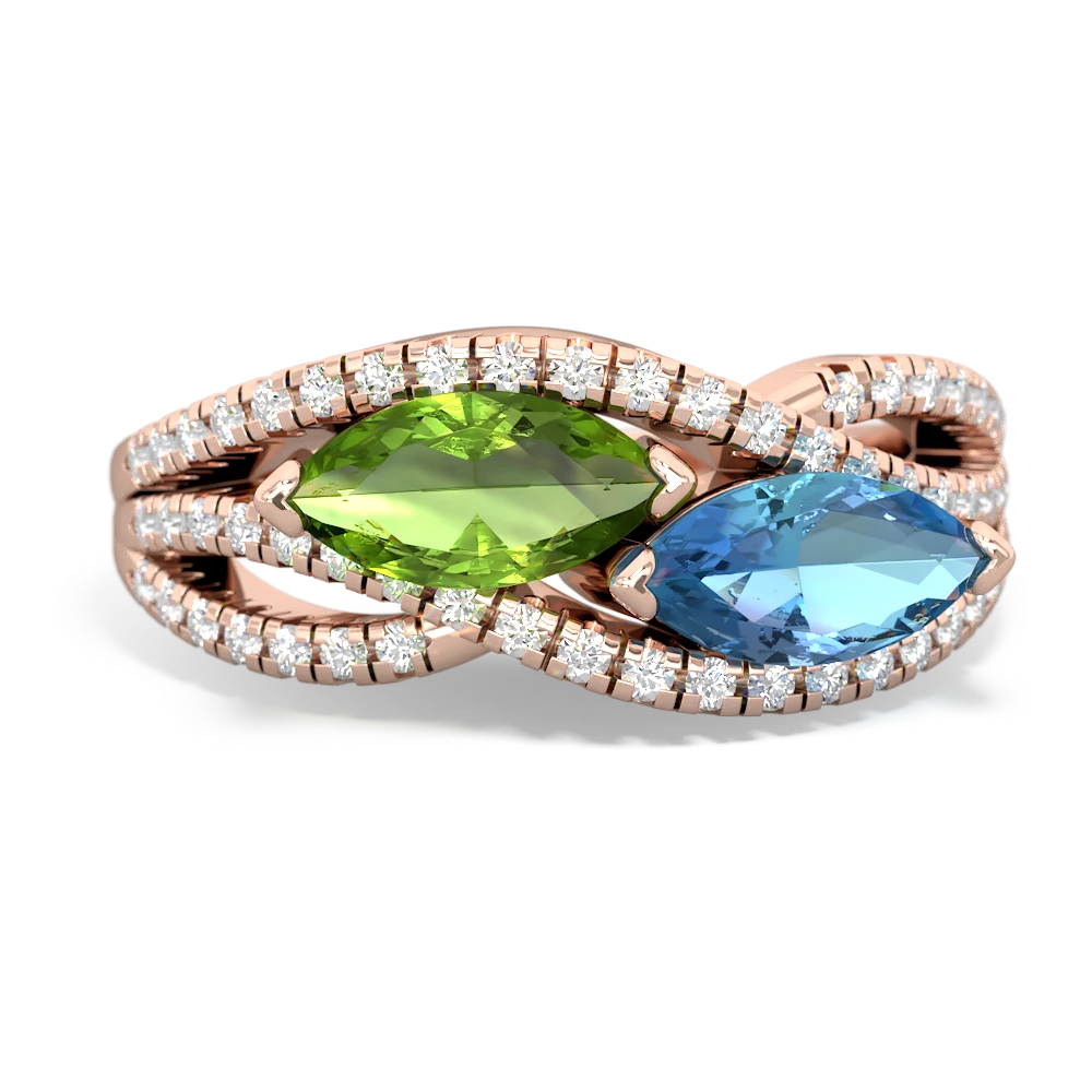 Peridot Diamond Rivers 14K Rose Gold ring R3070