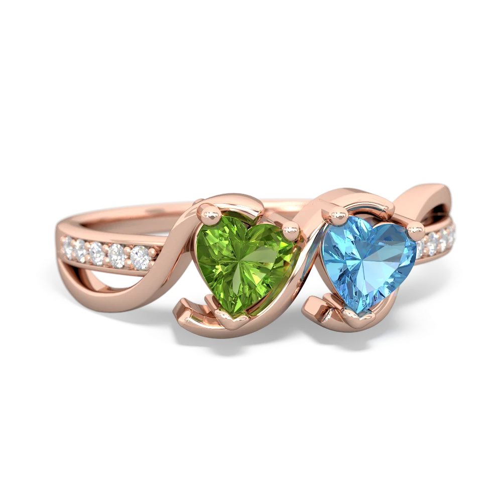 Peridot Side By Side 14K Rose Gold ring R3090