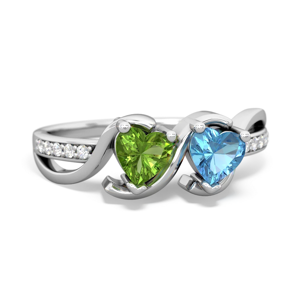 Peridot Side By Side 14K White Gold ring R3090