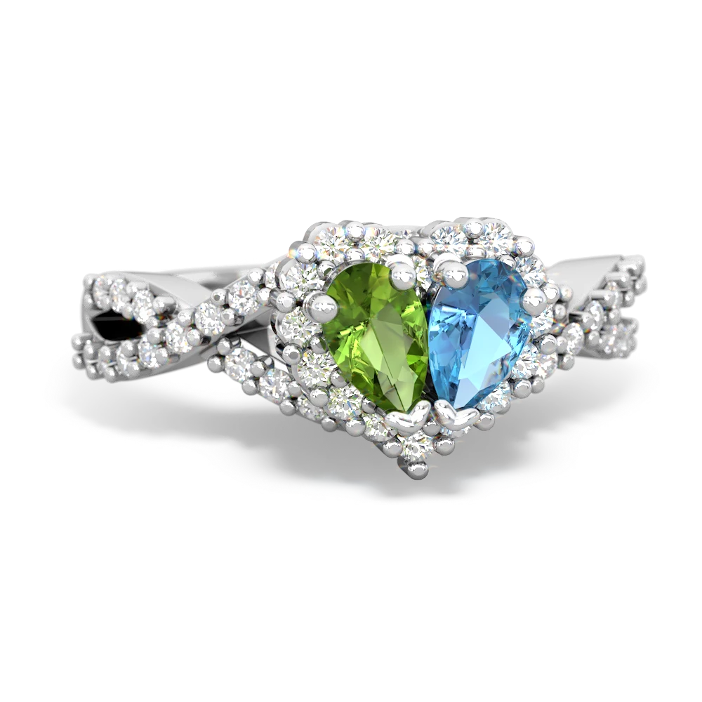 Peridot Diamond Twist 'One Heart' 14K White Gold ring R2640HRT