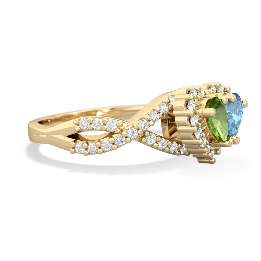 Peridot Diamond Twist 'One Heart' 14K Yellow Gold ring R2640HRT