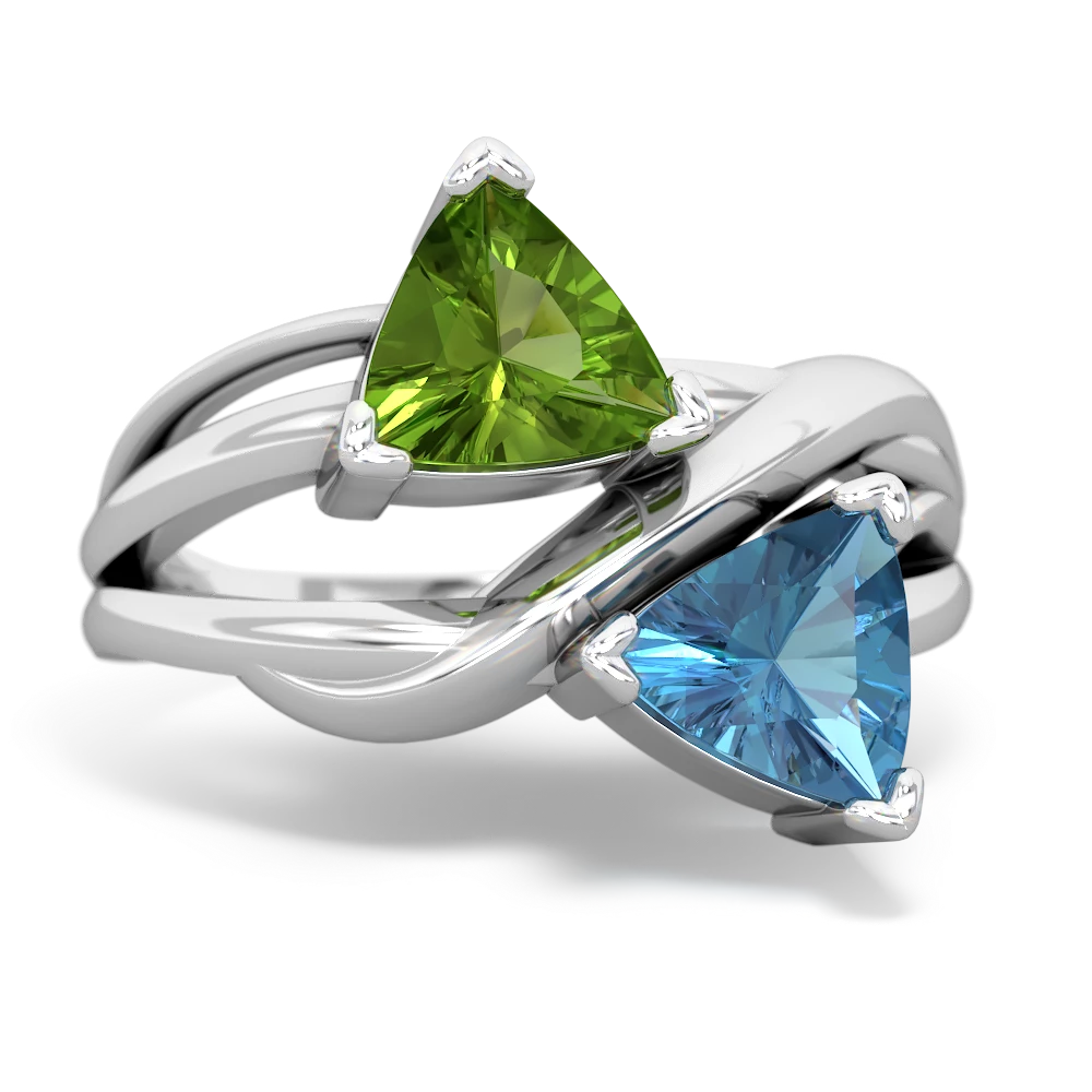 Peridot Split Band Swirl 14K White Gold ring R2341