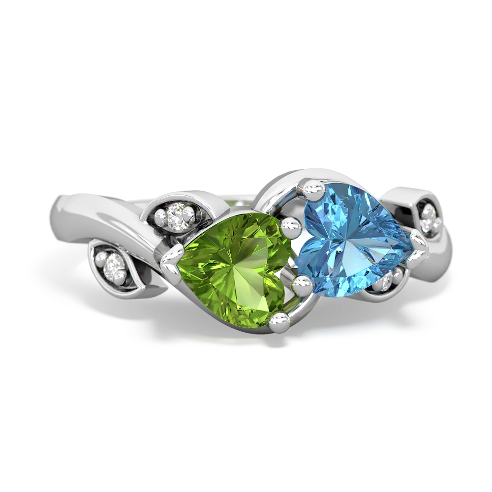 Peridot Floral Elegance 14K White Gold ring R5790