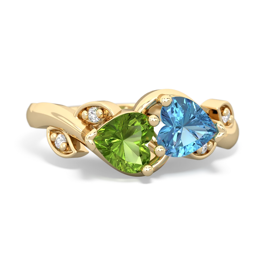 Peridot Floral Elegance 14K Yellow Gold ring R5790