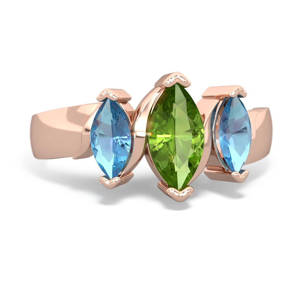 Peridot Three Peeks 14K Rose Gold ring R2433