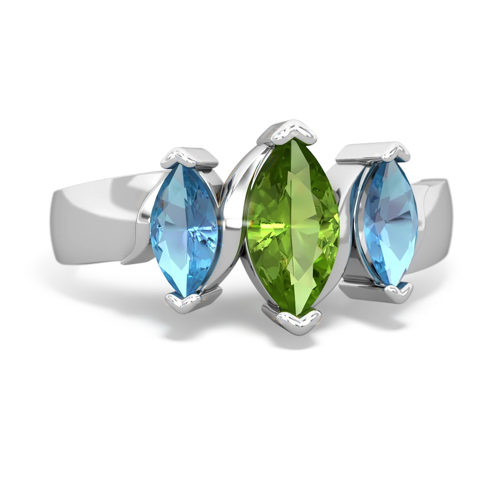 Peridot Three Peeks 14K White Gold ring R2433