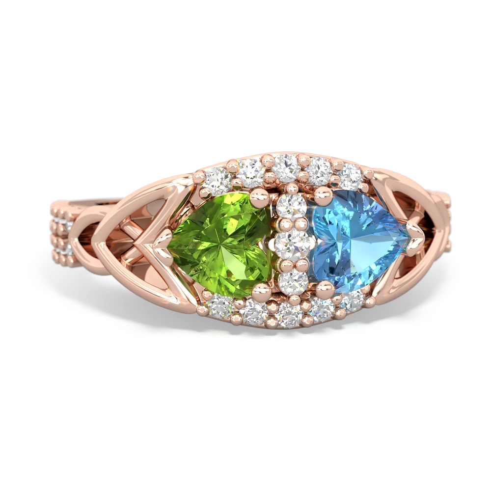 Peridot Sparkling Celtic Knot 14K Rose Gold ring R2645