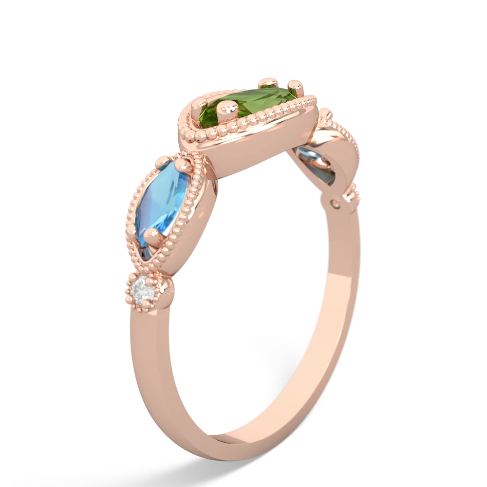 Peridot Milgrain Marquise 14K Rose Gold ring R5700