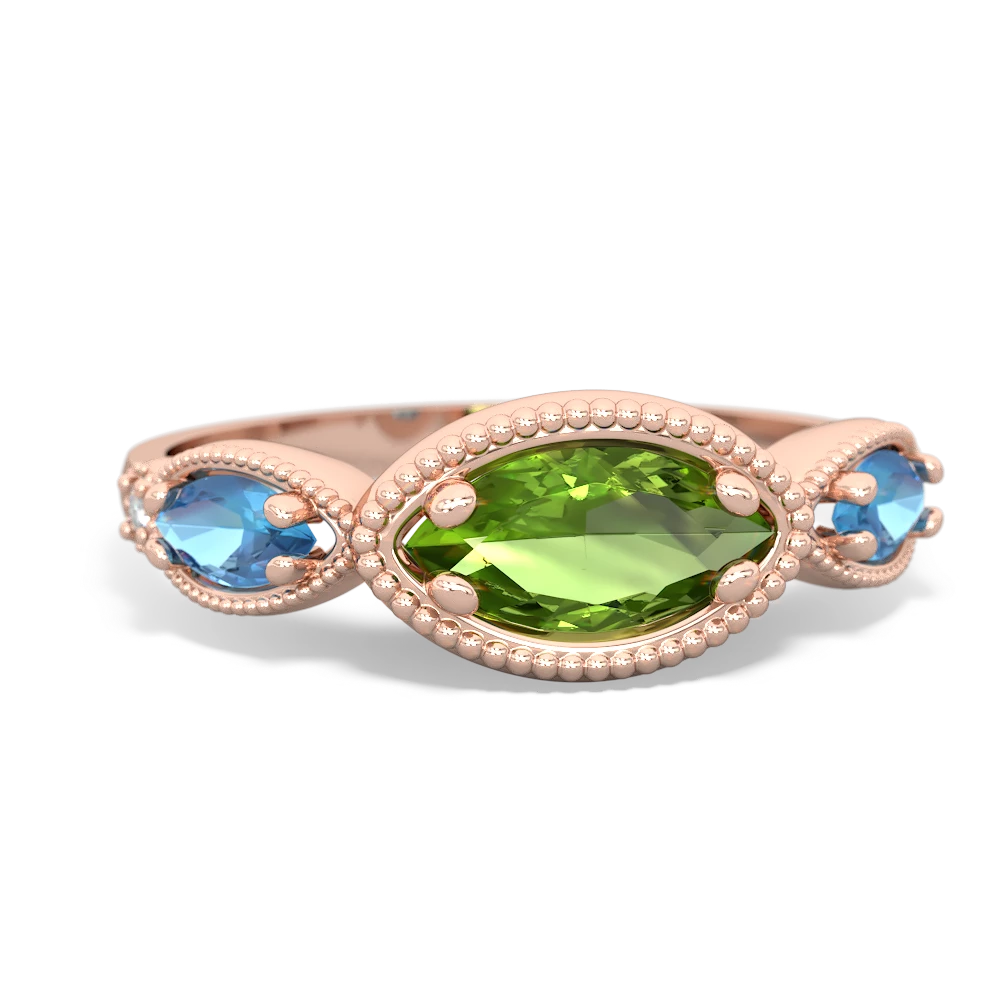 Peridot Milgrain Marquise 14K Rose Gold ring R5700