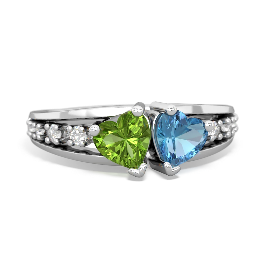 Peridot Heart To Heart 14K White Gold ring R3342