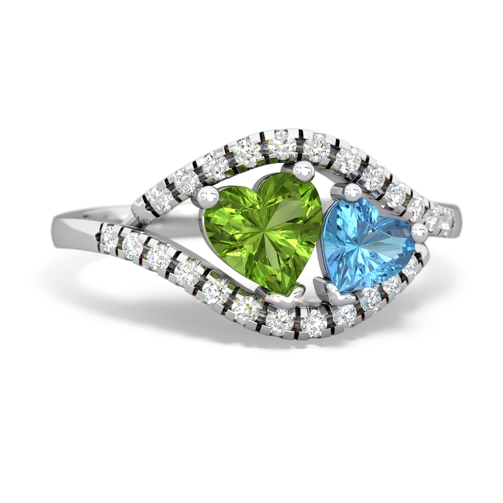 Peridot Mother And Child 14K White Gold ring R3010