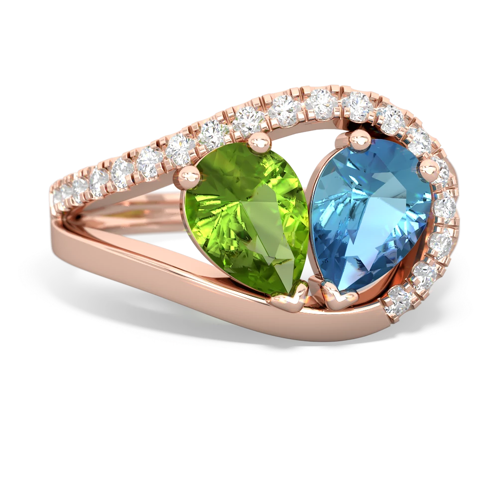 Peridot Nestled Heart Keepsake 14K Rose Gold ring R5650