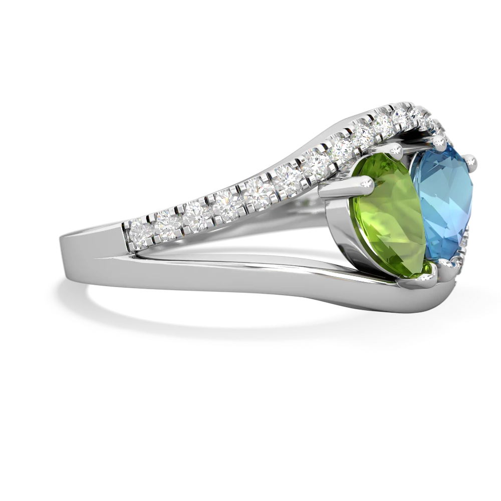 Peridot Nestled Heart Keepsake 14K White Gold ring R5650