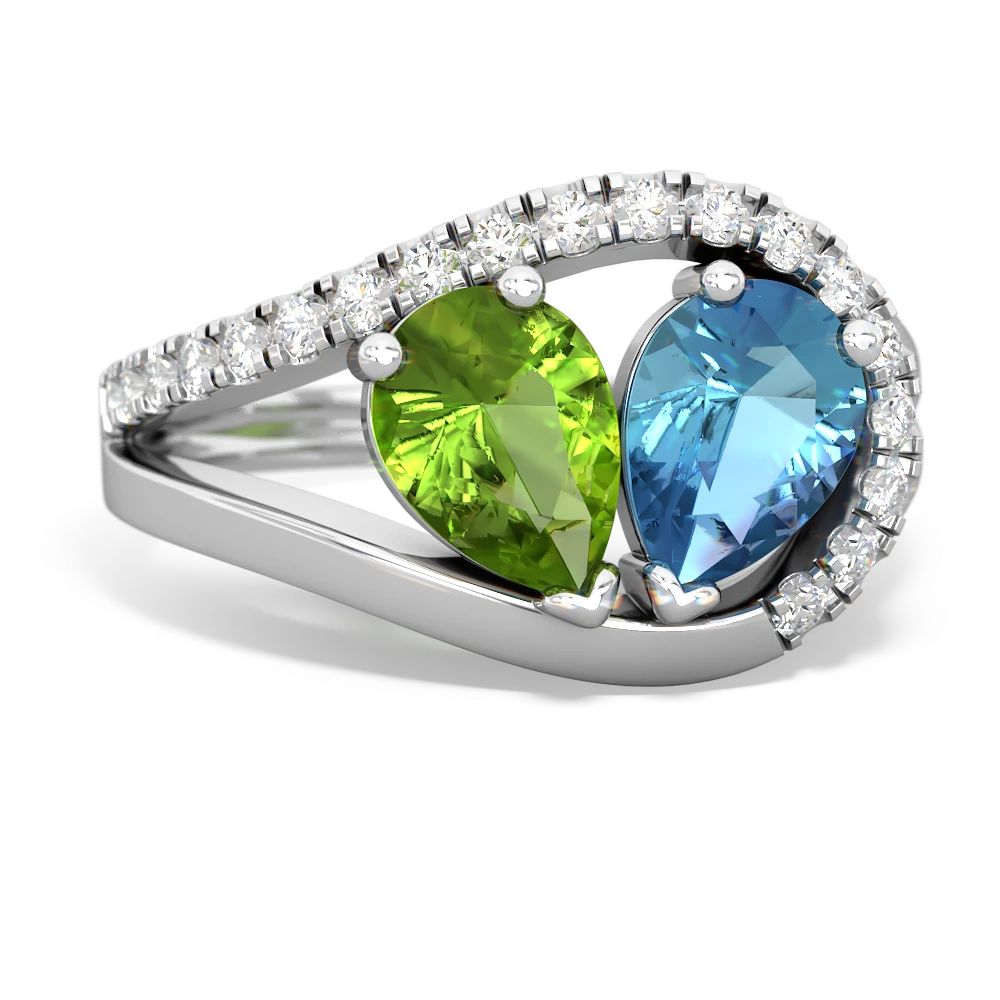 Peridot Nestled Heart Keepsake 14K White Gold ring R5650