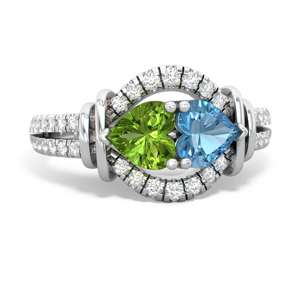 Peridot Art-Deco Keepsake 14K White Gold ring R5630