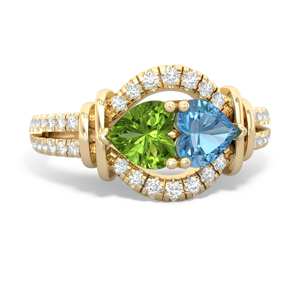 Peridot Art-Deco Keepsake 14K Yellow Gold ring R5630