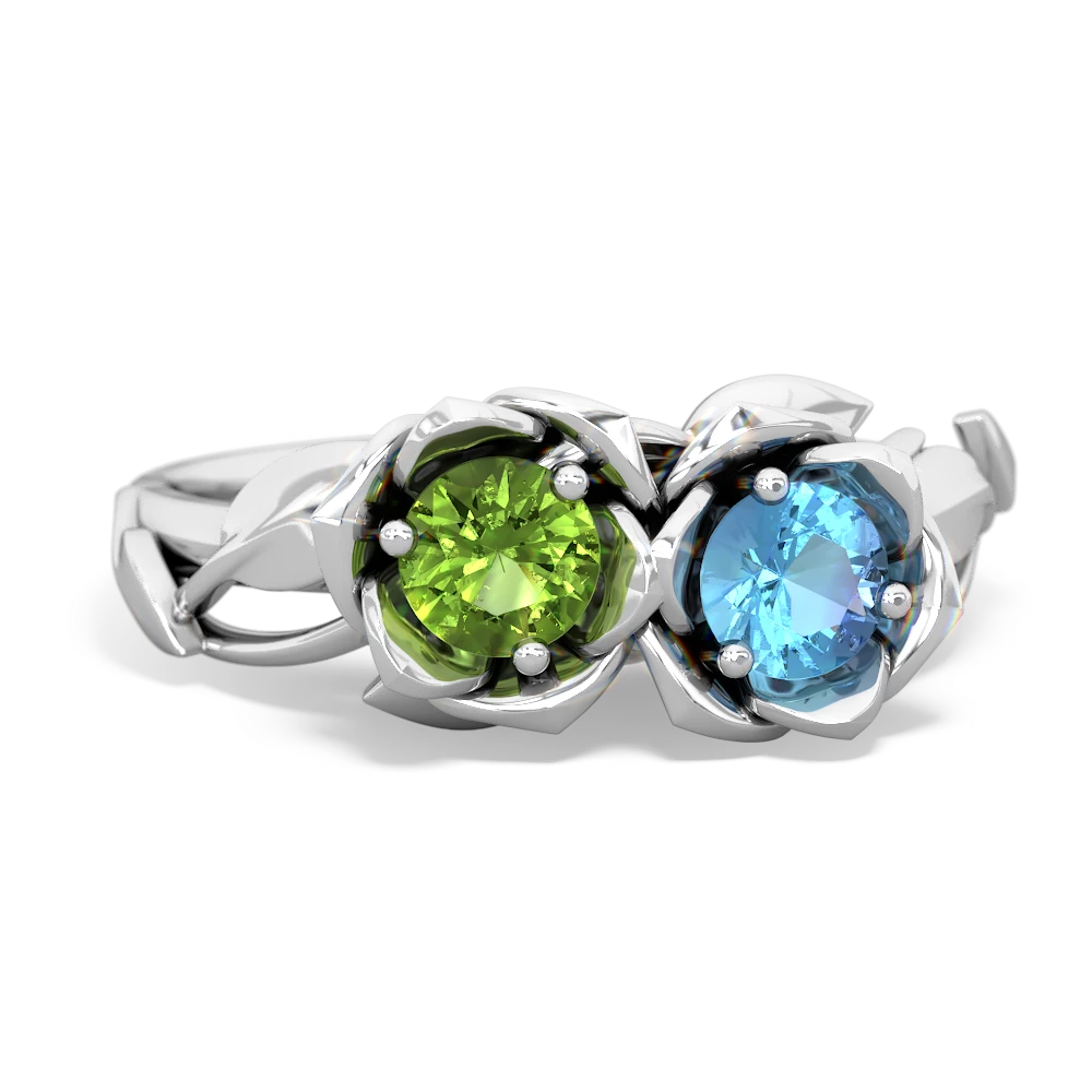 Peridot Rose Garden 14K White Gold ring R5510