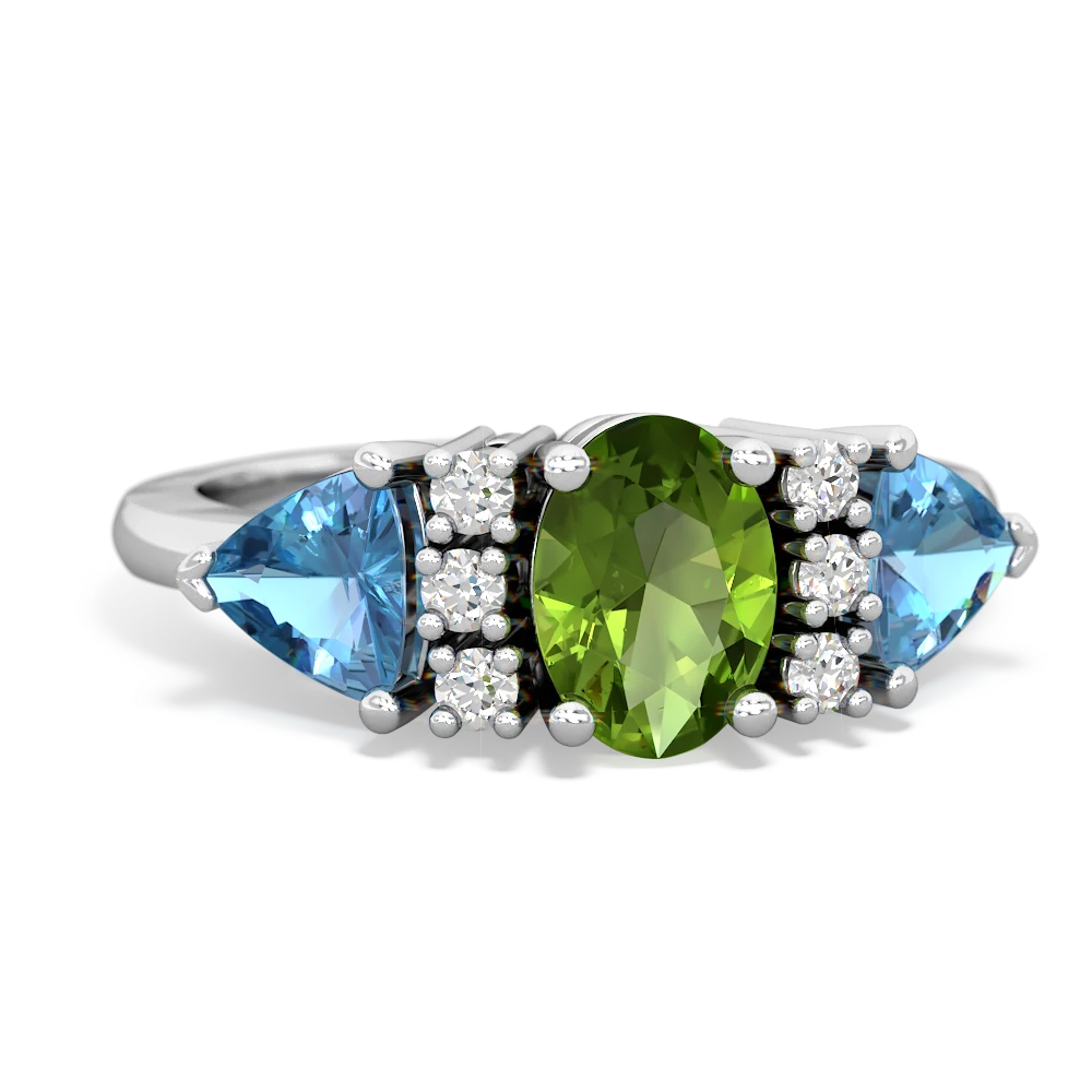 Peridot Antique Style Three Stone 14K White Gold ring R2186