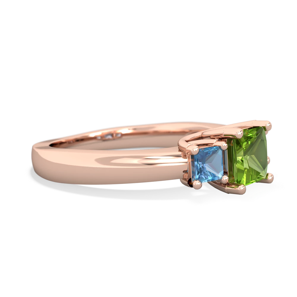 Peridot Three Stone Trellis 14K Rose Gold ring R4015