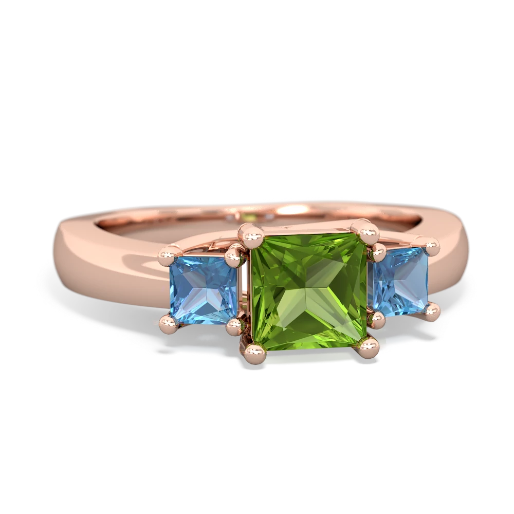 Peridot Three Stone Trellis 14K Rose Gold ring R4015