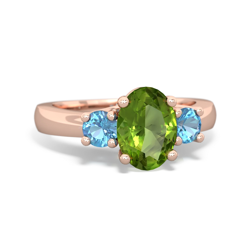 Peridot Three Stone Oval Trellis 14K Rose Gold ring R4024