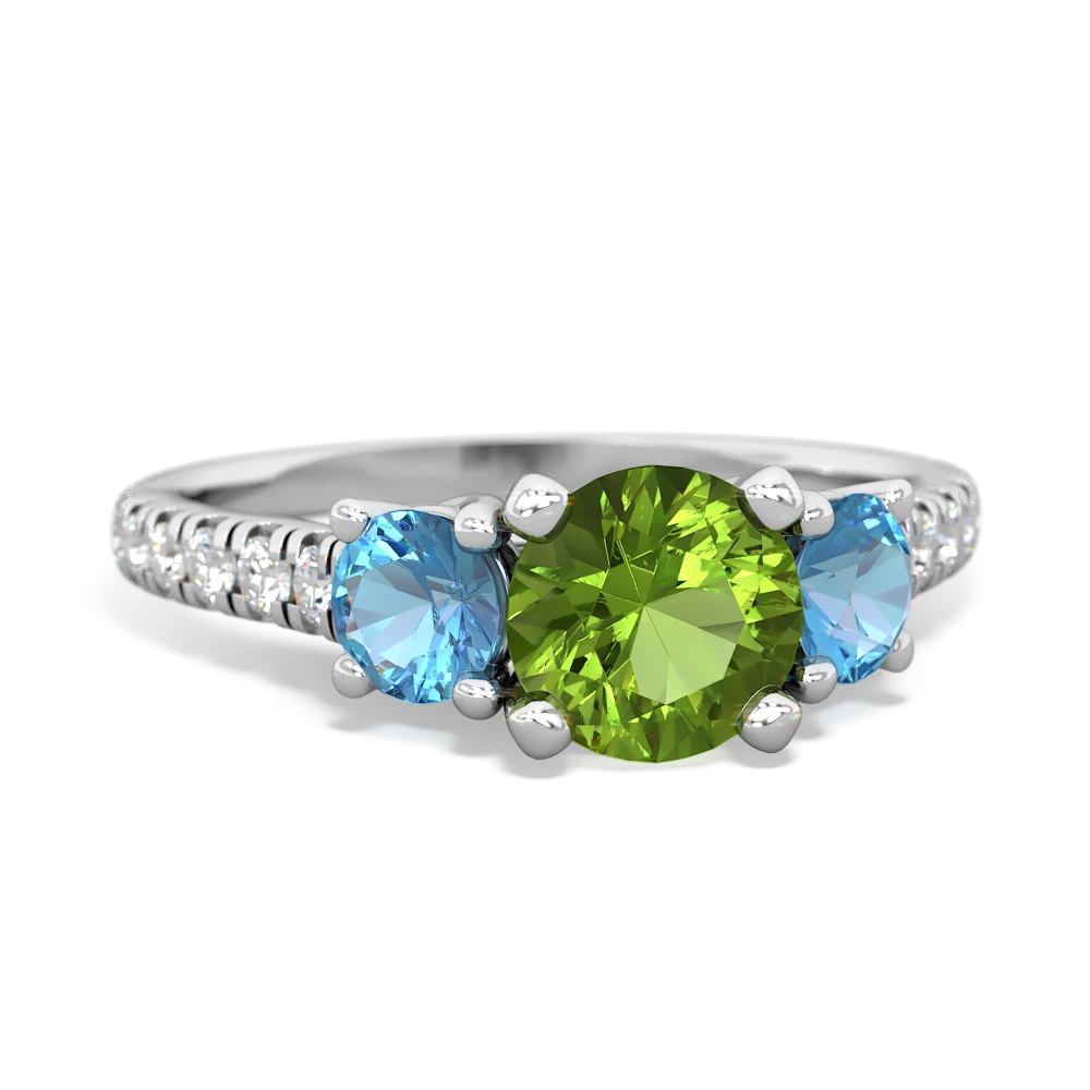 Peridot Pave Trellis 14K White Gold ring R5500