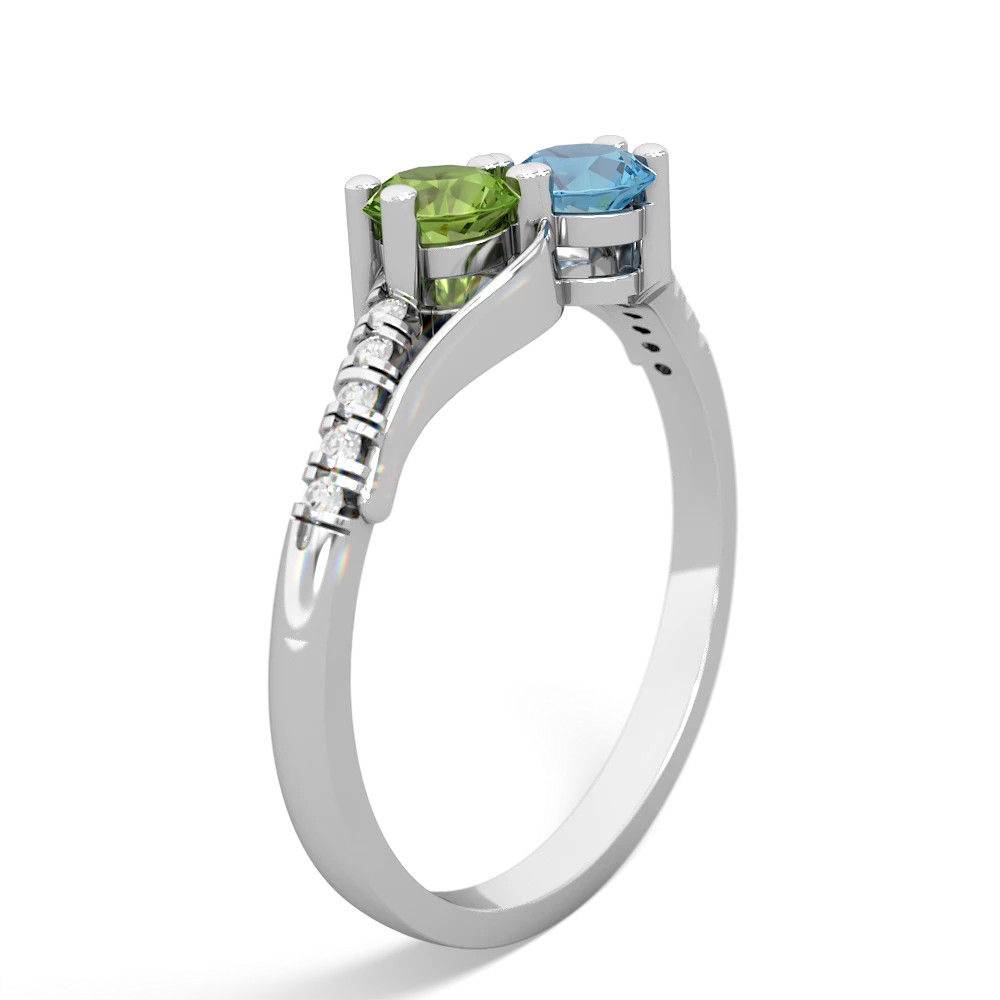 Peridot Infinity Pave Two Stone 14K White Gold ring R5285