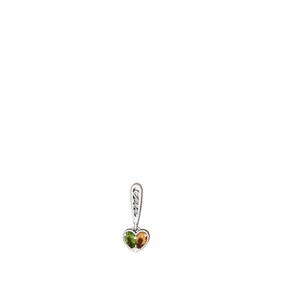 Peridot Filligree Heart 14K White Gold earrings E5070