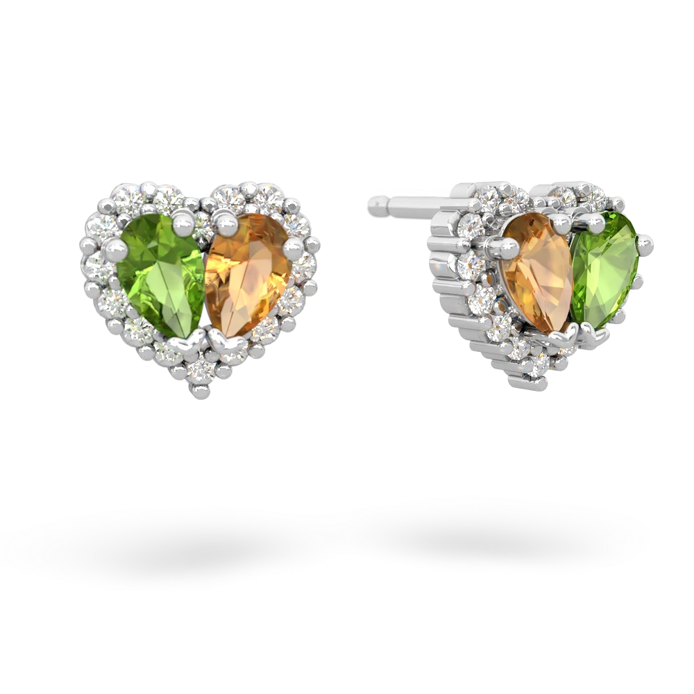 Peridot Halo 14K White Gold earrings E7008