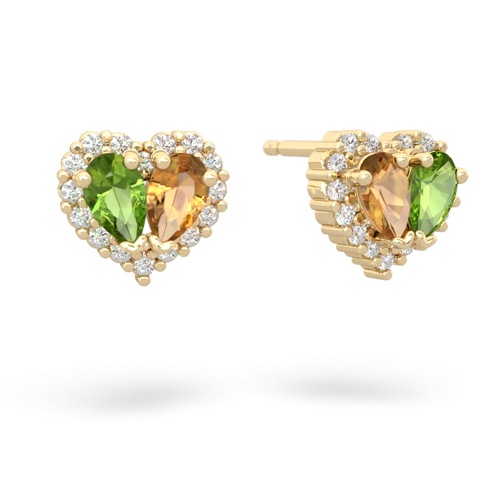 Peridot Halo 14K Yellow Gold earrings E7008