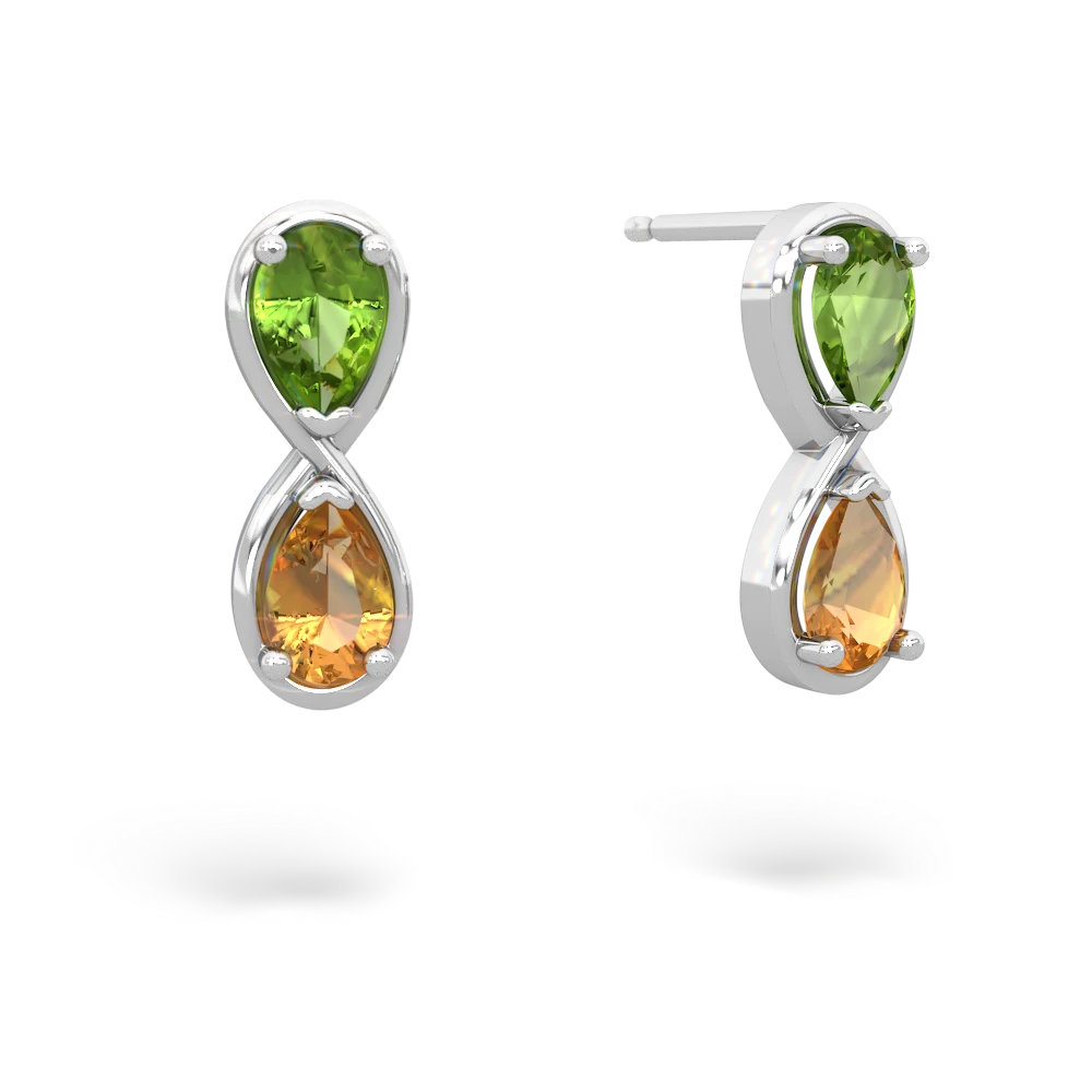 Peridot Infinity 14K White Gold earrings E5050