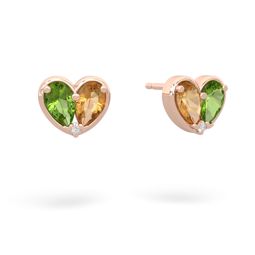 Peridot 'Our Heart' 14K Rose Gold earrings E5072