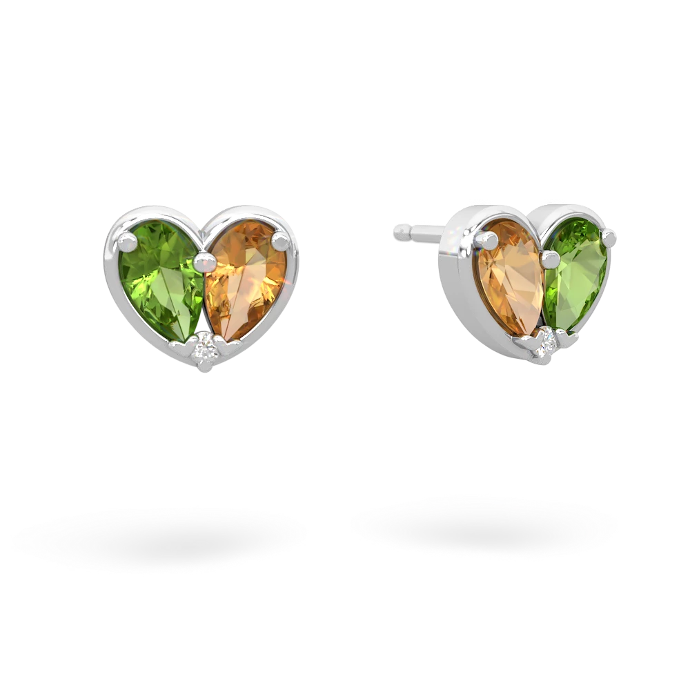 Peridot 'Our Heart' 14K White Gold earrings E5072