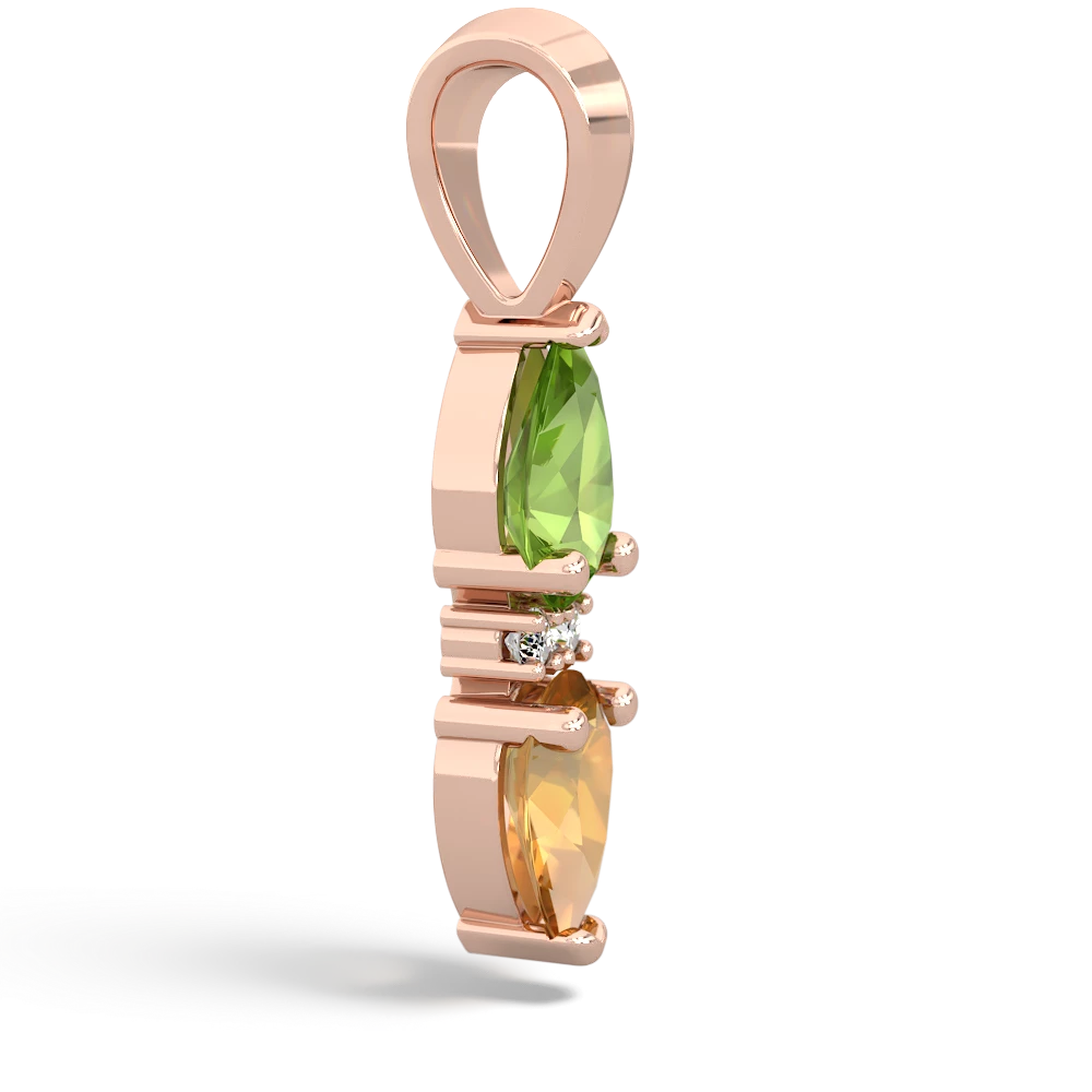 Peridot Bowtie Drop 14K Rose Gold pendant P0865