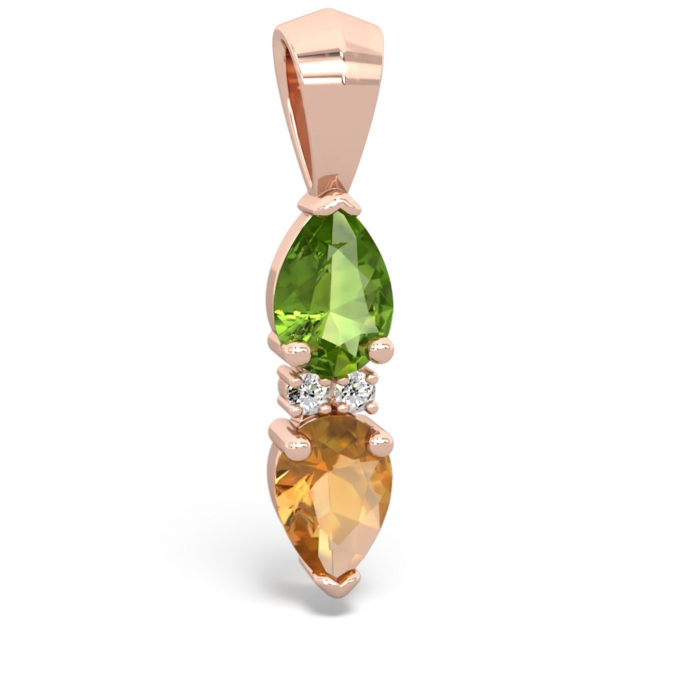 Peridot Bowtie Drop 14K Rose Gold pendant P0865