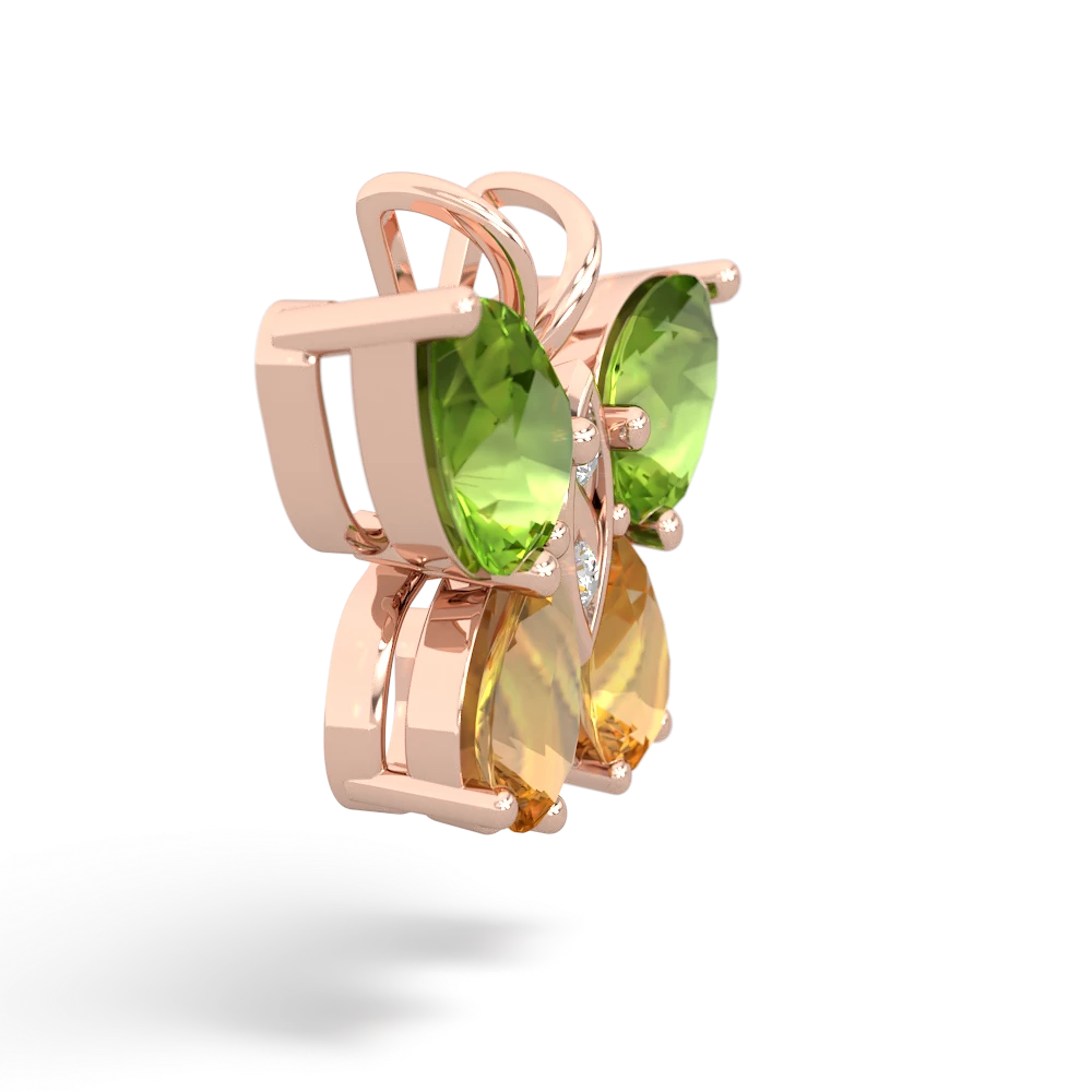 Peridot Butterfly 14K Rose Gold pendant P2215