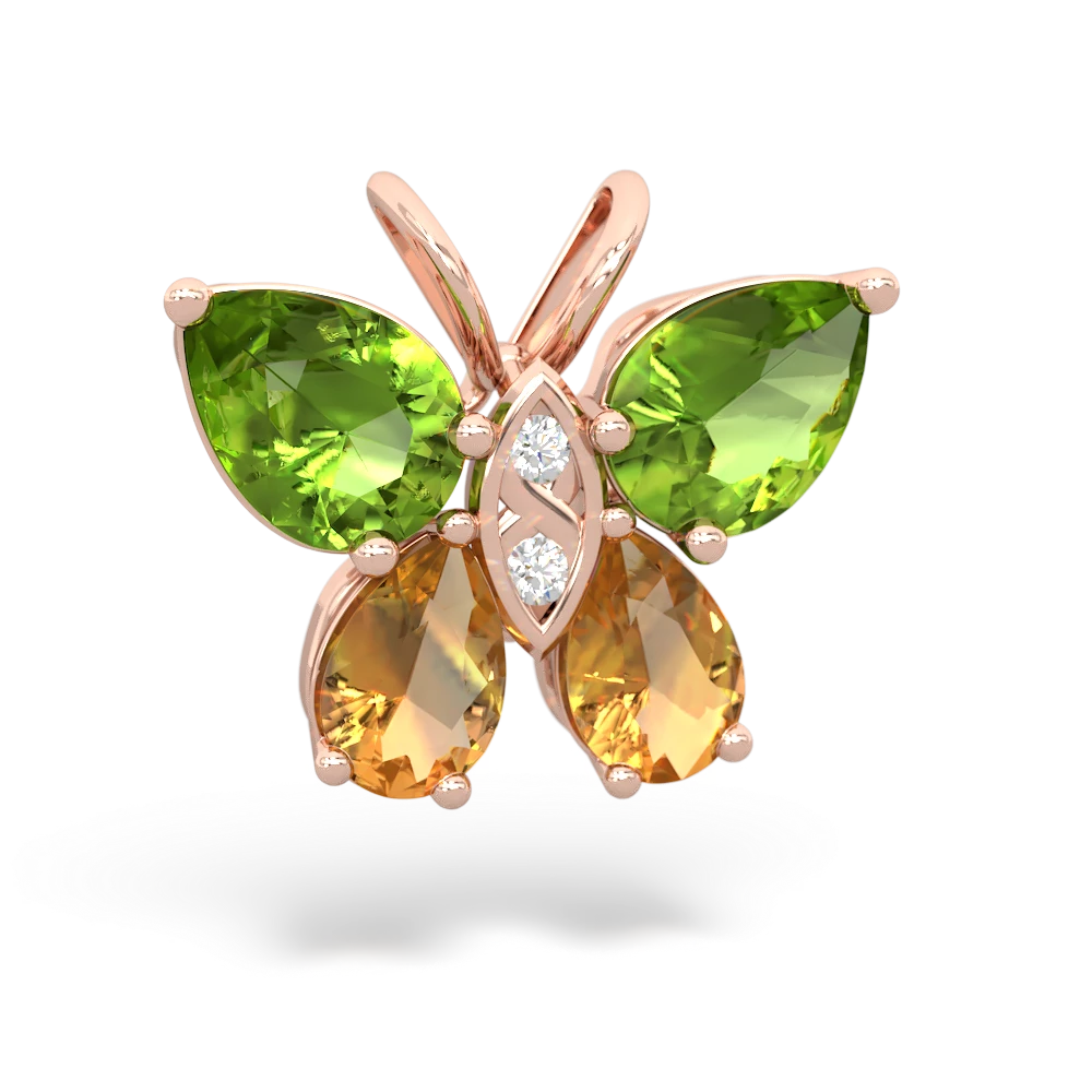 Peridot Butterfly 14K Rose Gold pendant P2215