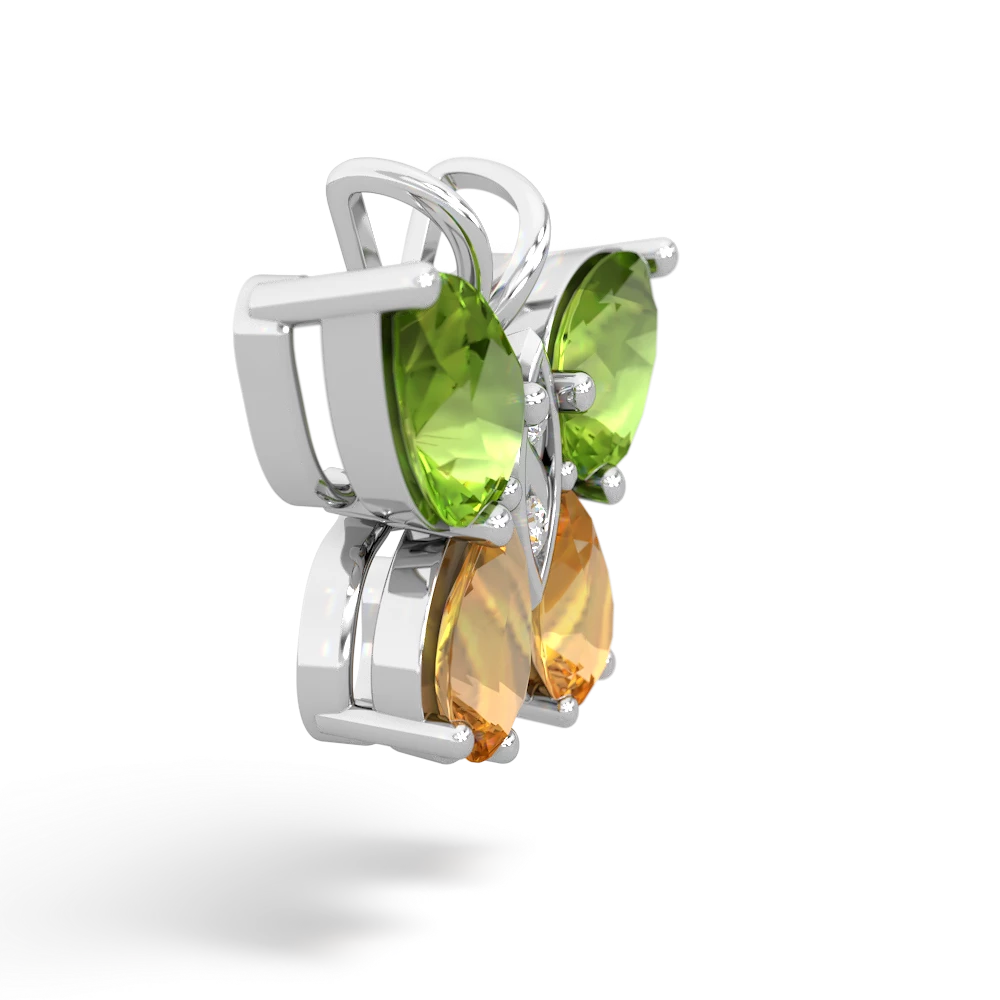 Peridot Butterfly 14K White Gold pendant P2215