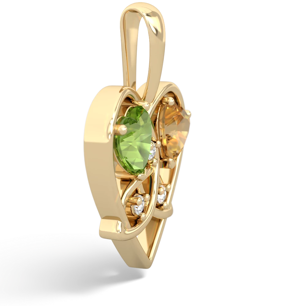 Peridot Celtic Trinity Heart 14K Yellow Gold pendant P5331