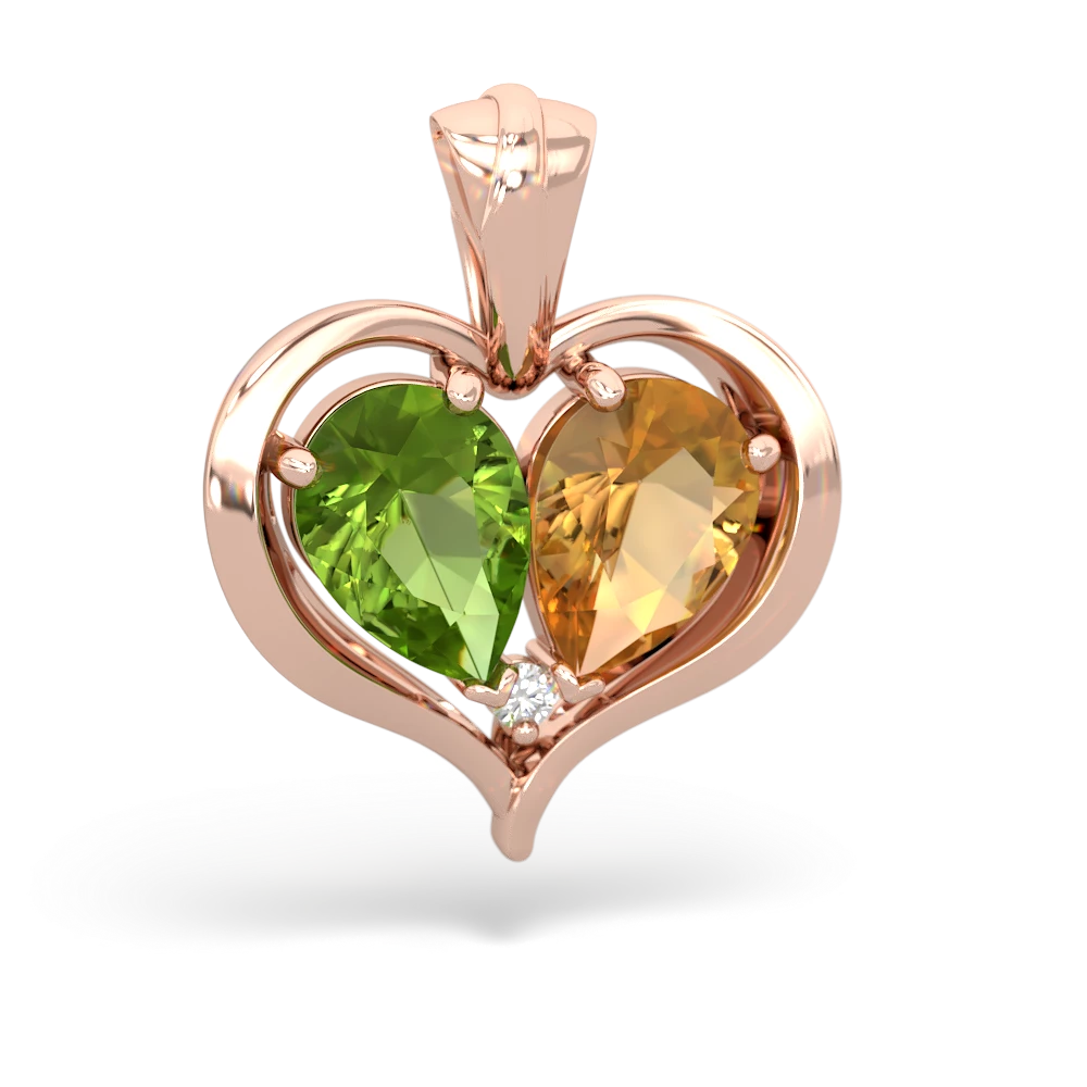 Peridot Two Become One 14K Rose Gold pendant P5330